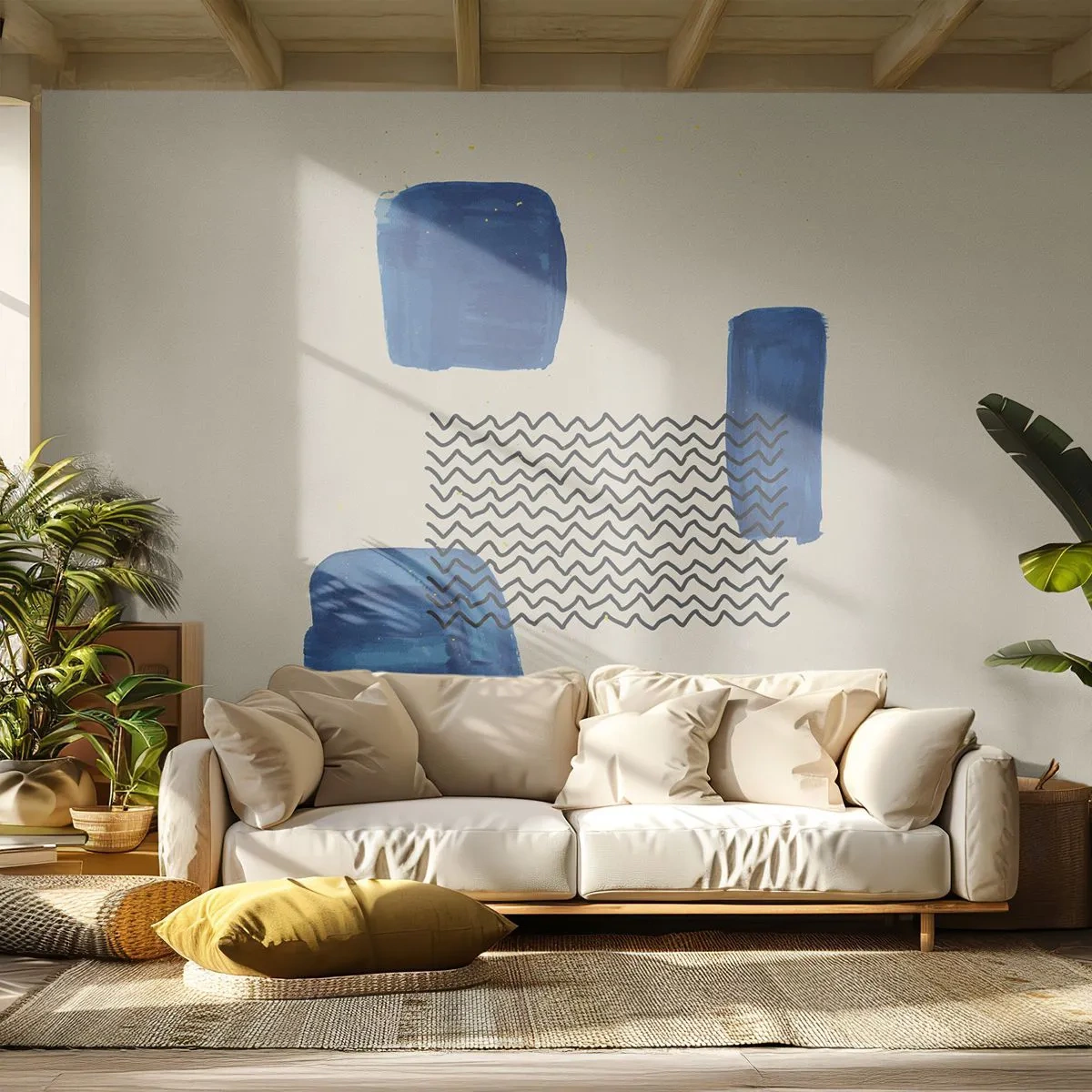 Fotomurali Premium Sand - Quartetto astratto - Astrazione, Pezzo, Arte Moderna. - 450x315 cm