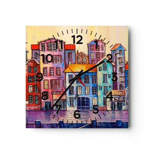 Orologio da parete - Orologio in Vetro - Una città da favola - 40x40 cm