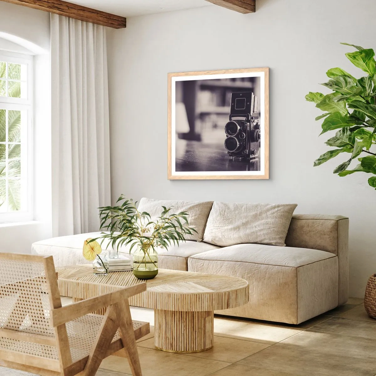 Poster in cornice rovere chiaro - La magia delle vecchie fotografie - 60x60 cm