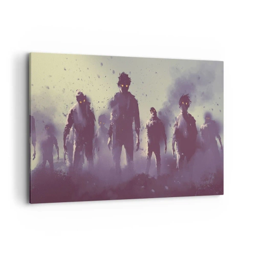 Quadro su tela - Stampe su Tela - Scena scura con sagome con occhi gialli - 120x80cm - Attenzione! Arrivano - Decorazione murale moderna per soggiorno e camera da letto ARTTOR