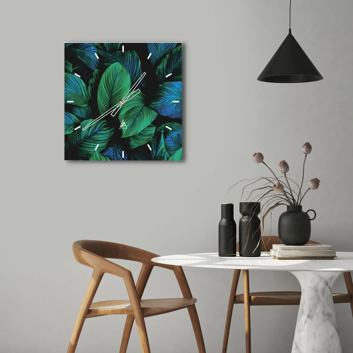 Orologio da parete - Orologio in Vetro - Nella folla verde - 30x30 cm