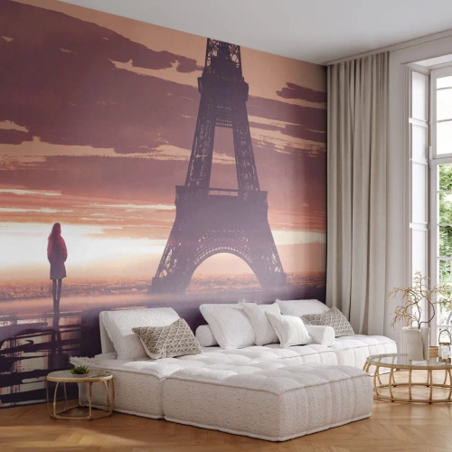 Fotomurali Autoadesivo Deluxe Sticker - Solo loro due - Città, Torre Eiffel, Parigi - 400x280 cm