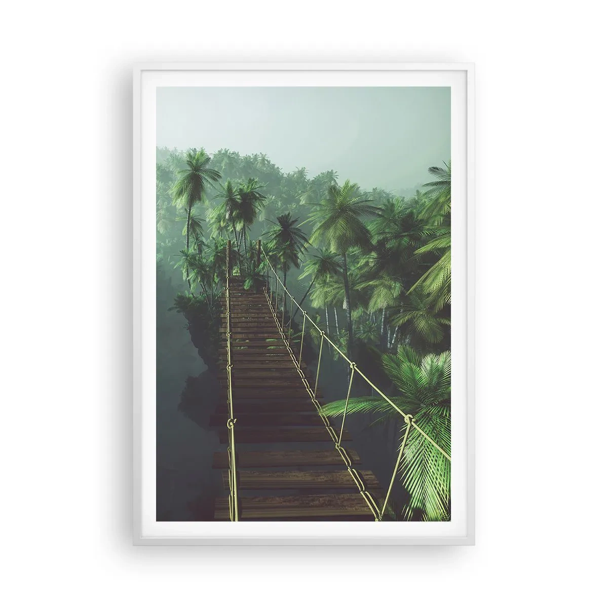 Poster in cornice bianca - Nel vortice del verde - 70x100 cm