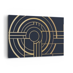 Quadro su tela - Stampe su Tela - Motivo geometrico con linee dorate - 120x80cm - Il giro delle cose - Decorazione murale moderna per soggiorno e camera da letto ARTTOR