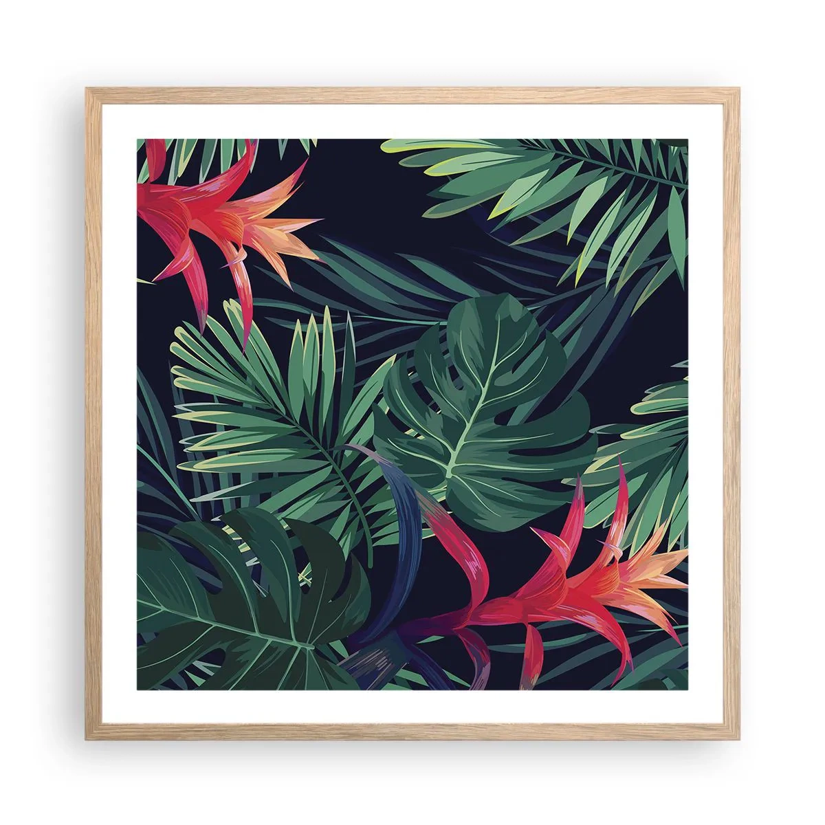 Poster in cornice rovere chiaro - Fiammante nel verde - 60x60 cm