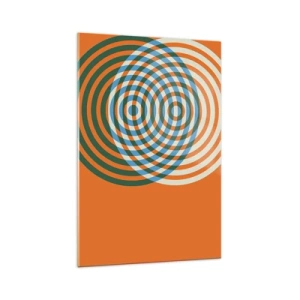 Quadro su vetro - Cerchi concentrici su sfondo arancione - 70x100cm - Composizione astratta a cerchi - Decorazione murale moderna per soggiorno e camera da letto ARTTOR