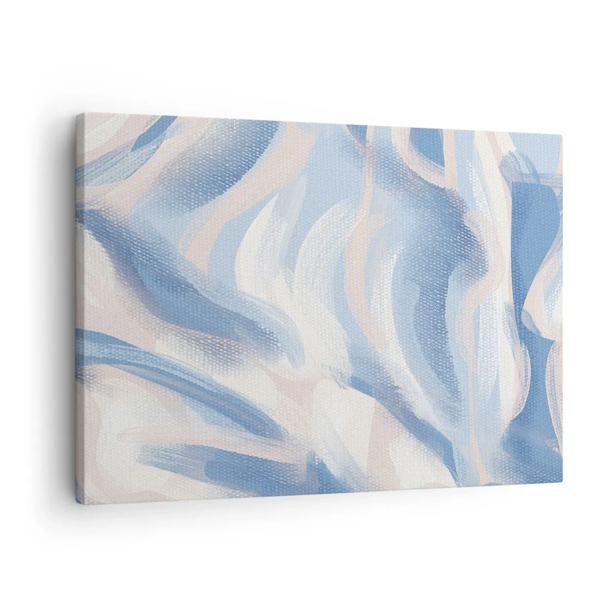 Quadro su tela - Stampe su Tela - Pennellate astratte nei toni del blu e del beige - 70x50cm - Ondulazioni azzurre - Decorazione murale moderna per soggiorno e camera da letto ARTTOR