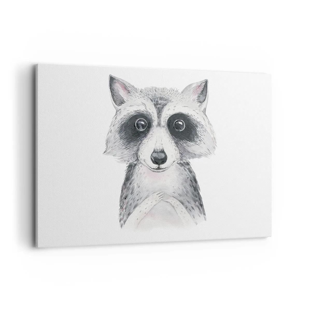 Quadro su tela - Stampe su Tela - Adorabile ritratto di un procione su sfondo bianco - 120x80cm - Un attimo di commozione - Decorazione murale moderna per soggiorno e camera da letto ARTTOR