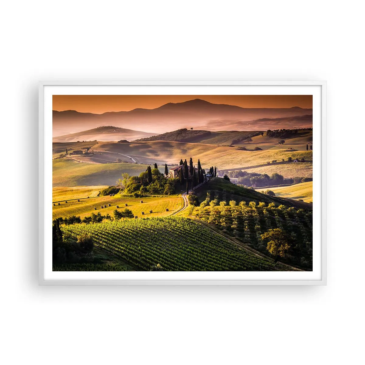 Poster in cornice bianca - Arcadia: paesaggio toscano - 100x70 cm