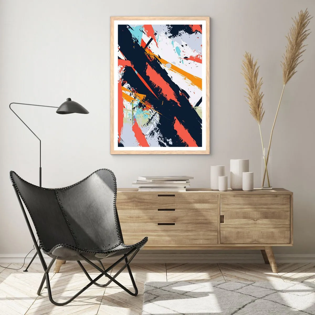 Poster in cornice rovere chiaro - Composizione dinamica - 70x100 cm