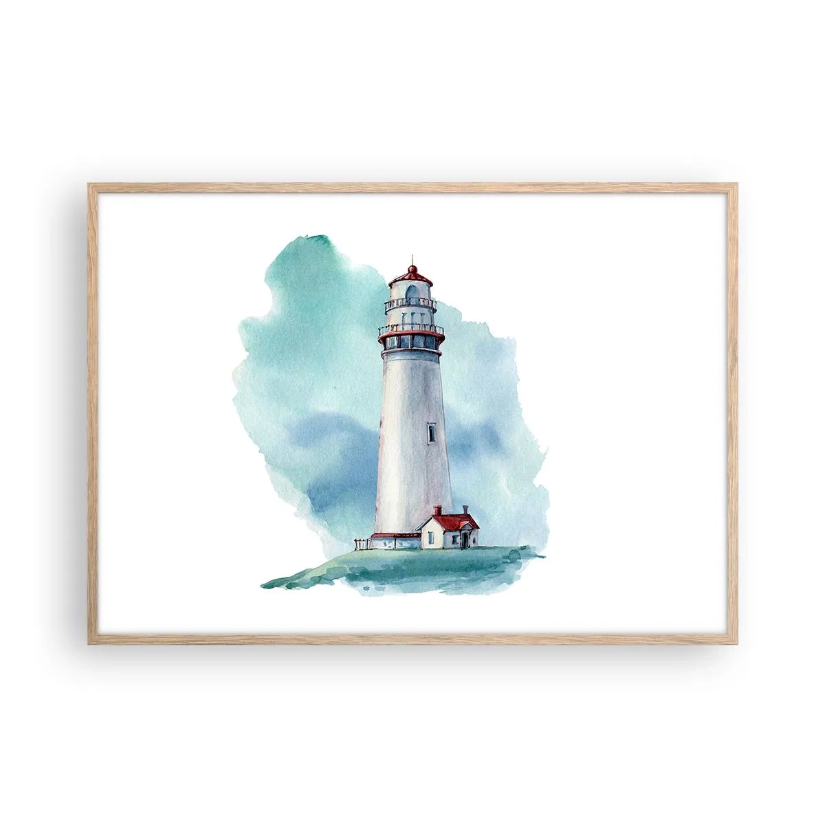 Poster in cornice rovere chiaro - Il mite amico del blu - 100x70 cm