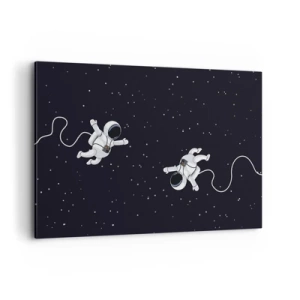 Quadro su tela - Stampe su Tela - Astronauti che fluttuano nello spazio con uno sfondo di stelle - 120x80cm - Danza cosmica - Decorazione murale moderna per soggiorno e camera da letto ARTTOR