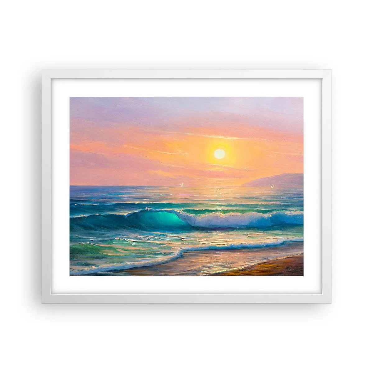 Poster in cornice bianca - Il canto turchese delle onde - 50x40 cm