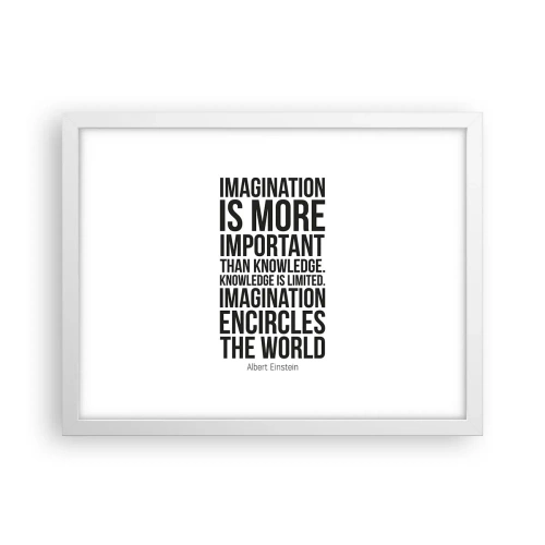 Poster in cornice bianca - Einstein sul potere dell'immaginazione - 40x30 cm