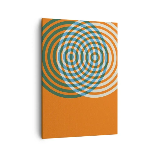 Quadro su tela - Stampe su Tela - Cerchi concentrici su sfondo arancione - 50x70cm - Composizione astratta a cerchi - Decorazione murale moderna per soggiorno e camera da letto ARTTOR
