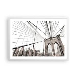 Poster in cornice bianca - La cattedrale di New York - 70x50 cm