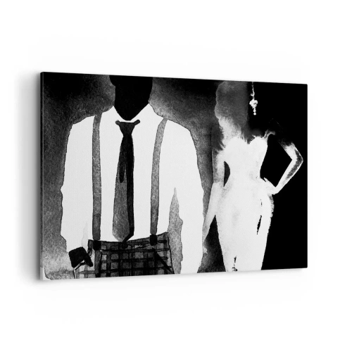 Quadro su tela - Stampe su Tela - Personaggi in stile noir, eleganza in bianco e nero e mistero - 100x70cm - Atmosfera noir - Decorazione murale moderna per soggiorno e camera da letto ARTTOR
