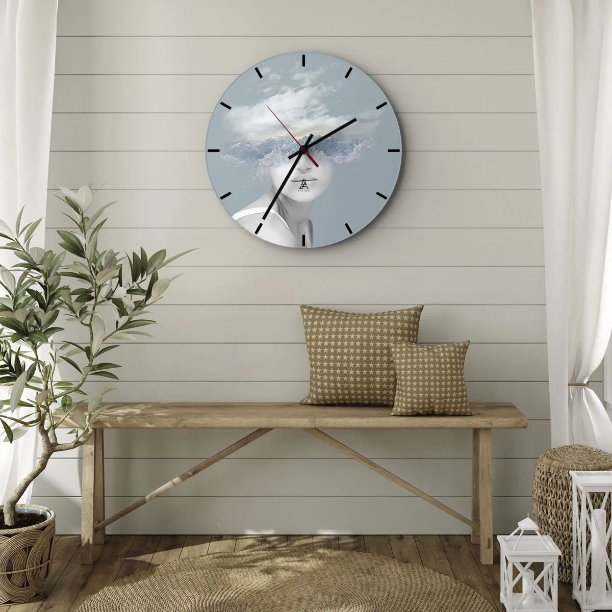 Orologio da parete - Orologio in Vetro - Con la testa tra le nuvole - 40x40 cm