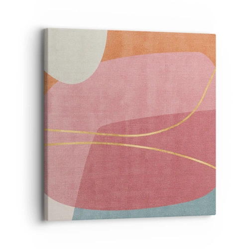 Quadro su tela - Stampe su Tela - Composizione pastello con filo dorato - 30x30 cm