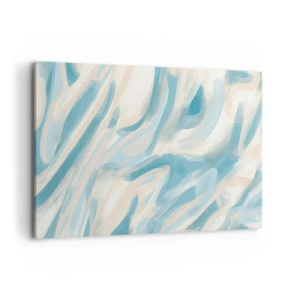 Quadro su tela - Stampe su Tela - Striature blu astratte su uno sfondo chiaro - 120x80cm - Brezze primaverili - Decorazione murale moderna per soggiorno e camera da letto ARTTOR