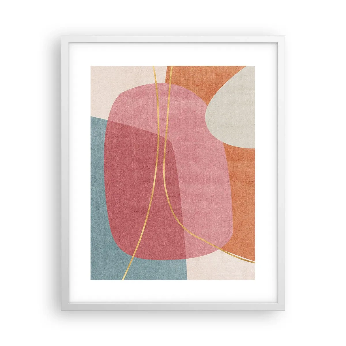 Poster in cornice bianca - Composizione pastello con filo dorato - 40x50 cm