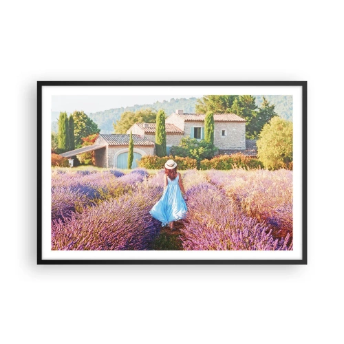 Poster in cornice nera - La ragazza nella lavanda - 91x61 cm