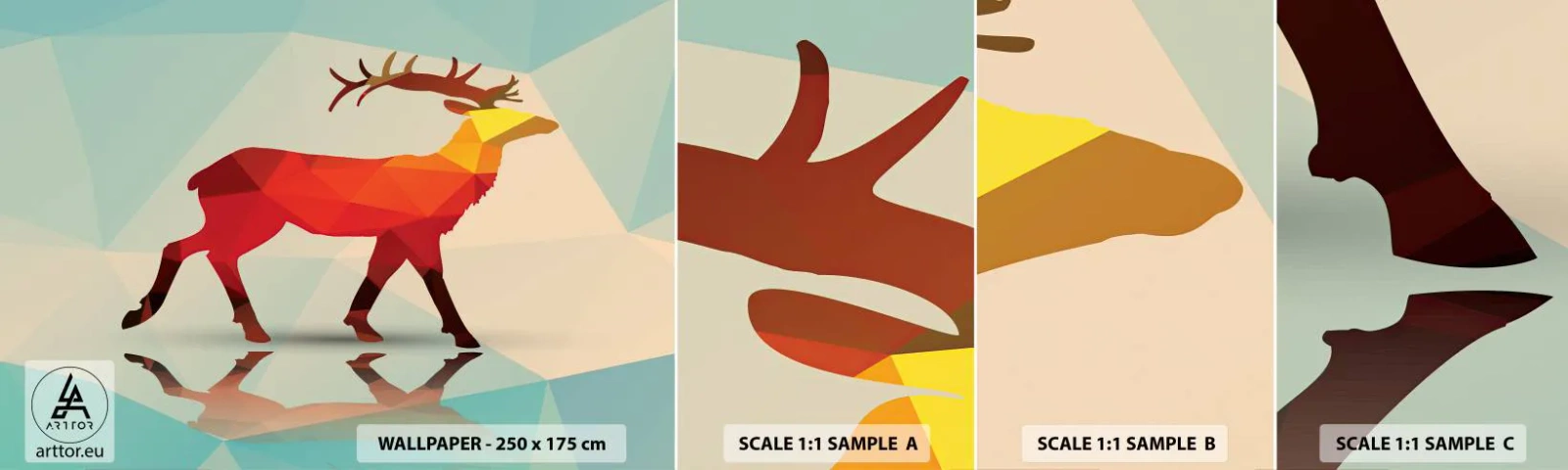 Campione Di Fotomurale Standard Eco - Il cervo geometrico - Animali, Cervo, Figura geometrica - 100x30 cm