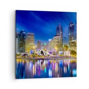 Quadro su tela - Stampe su Tela - Notte multicolore della metropoli - 60x60 cm