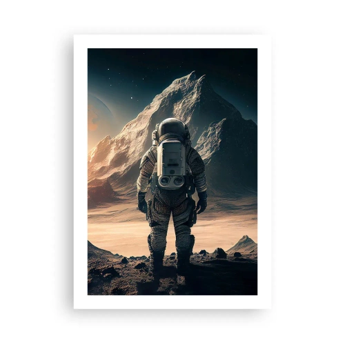 Poster - Astronauta su un pianeta alieno alla luce delle stelle - 50x70cm - Nuova sfida - Decorazione murale moderna per soggiorno e camera da letto ARTTOR
