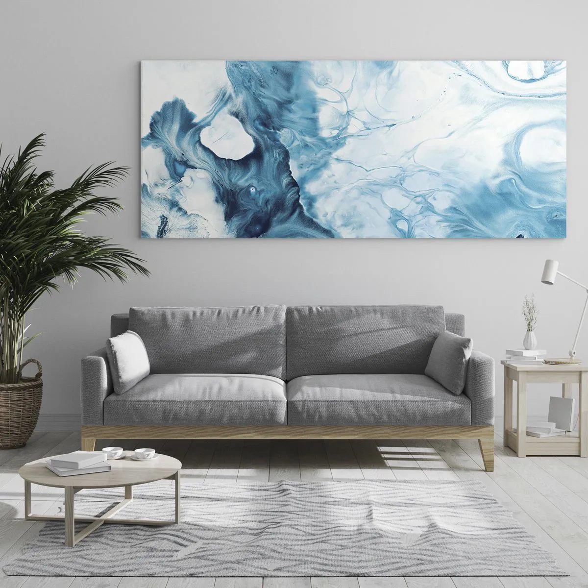 Quadro su vetro - Concerto di blu - 100x40 cm