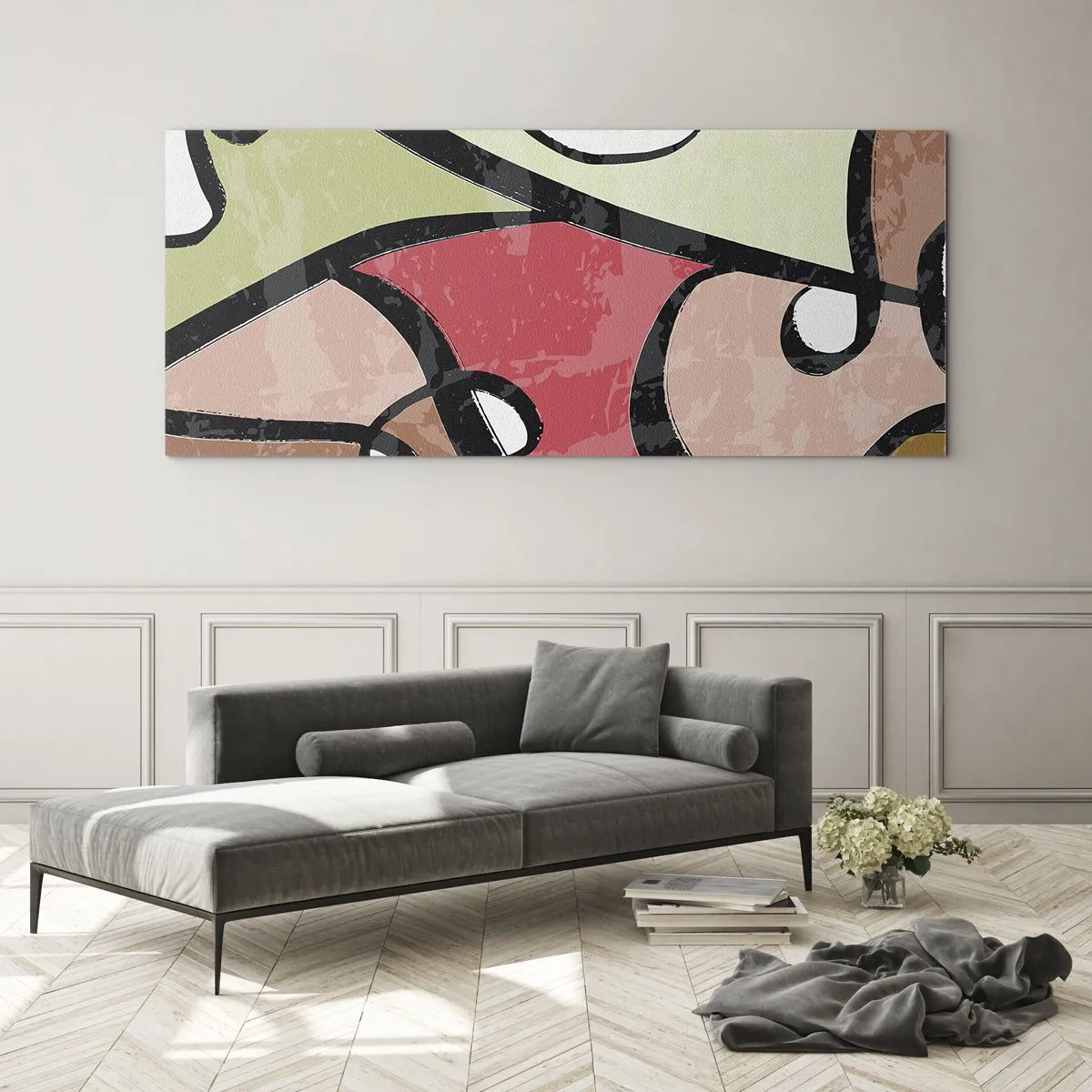 Quadro su vetro - Piroette tra i colori - 100x40 cm