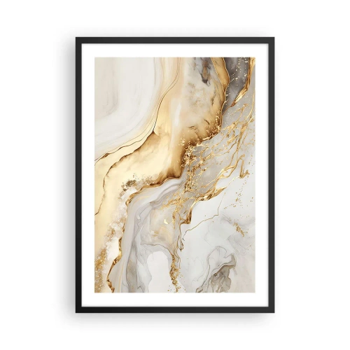 Poster in cornice nera - Composizione astratta in marmo bianco e oro - 50x70cm - Astrazione: bellezza e bontà - Decorazione murale moderna per soggiorno e camera da letto ARTTOR