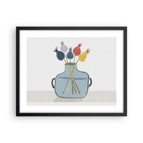 Poster in cornice nera - Il silenzio dei papaveri - 50x40 cm