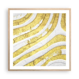 Poster in cornice rovere chiaro - Composizione in bianco e oro - 60x60 cm