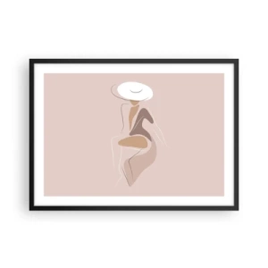 Poster in cornice nera - Silhouette minimalista di una donna con un cappello - 70x50cm - Essere una dama - Decorazione murale moderna per soggiorno e camera da letto ARTTOR