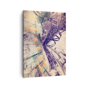 Quadro su tela - Stampe su Tela - Astrazione dinamica nei toni del beige e del viola - 50x70cm - A gran velocità - Decorazione murale moderna per soggiorno e camera da letto ARTTOR