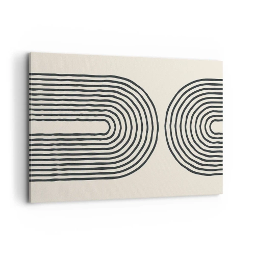 Quadro su tela - Stampe su Tela - Motivo geometrico astratto con linee simmetriche su sfondo chiaro - 120x80cm - Tra un attimo... - Decorazione murale moderna per soggiorno e camera da letto ARTTOR