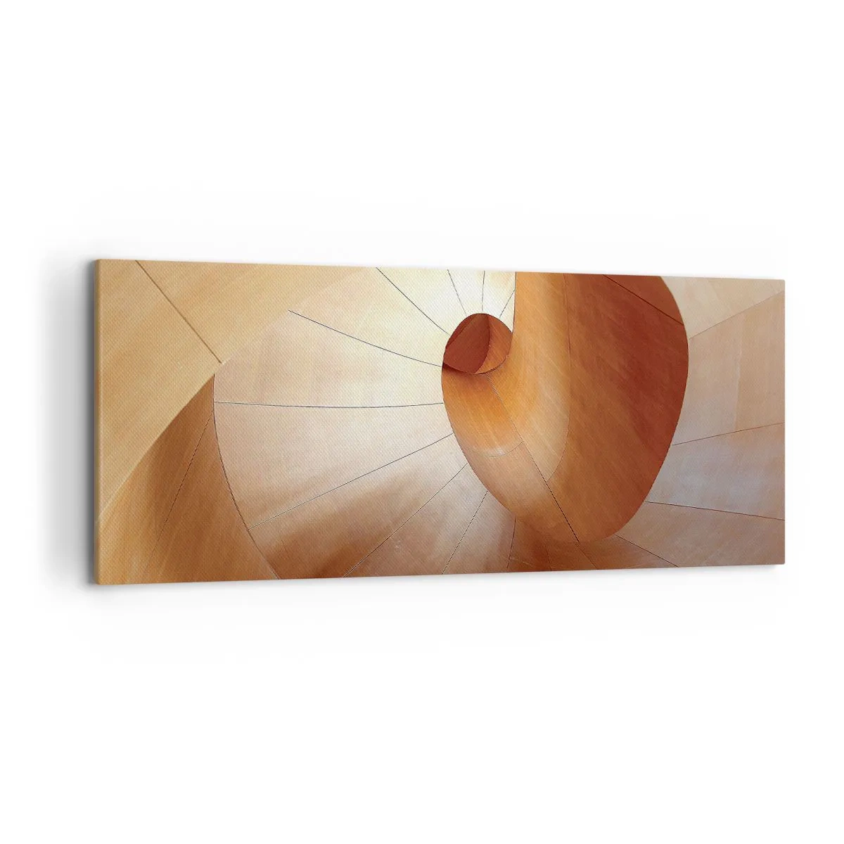 Quadro su tela - Stampe su Tela - Spirale astratta nei toni del legno e del marrone chiaro - 120x50cm - Serpentina architettonica - Decorazione murale moderna per soggiorno e camera da letto ARTTOR