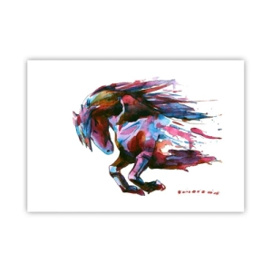Poster - Un cavallo dai colori astratti e dinamici che simboleggia la libertà - 100x70cm - In estasi - Decorazione murale moderna per soggiorno e camera da letto ARTTOR