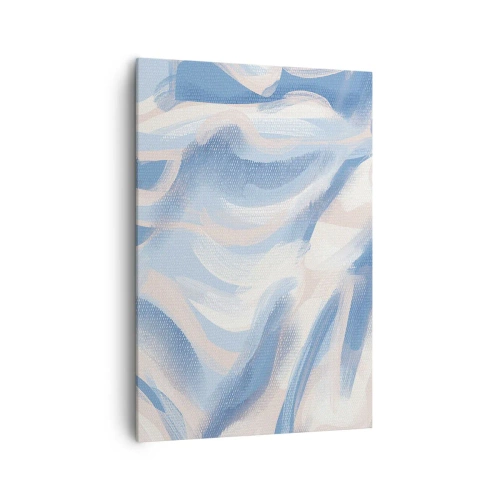 Quadro su tela - Stampe su Tela - Pennellate astratte nei toni del blu e del beige - 70x100cm - Ondulazioni azzurre - Decorazione murale moderna per soggiorno e camera da letto ARTTOR
