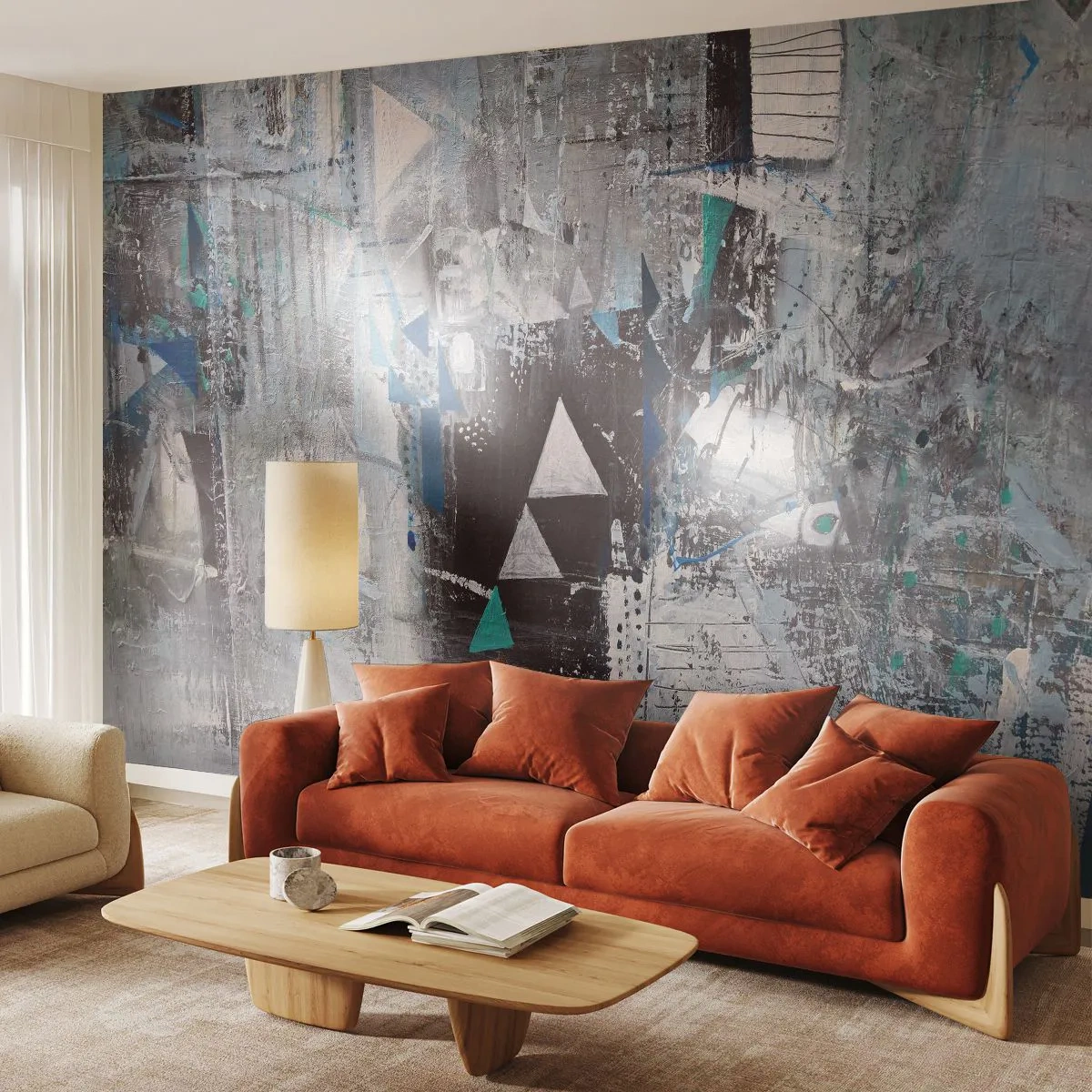 Fotomurali Premium Canvas - Composizione astratta con triangoli e motivi geometrici - 100x70cm - L'ordine superiore dei triangoli - Decorazione murale moderna per soggiorno e camera da letto ARTTOR