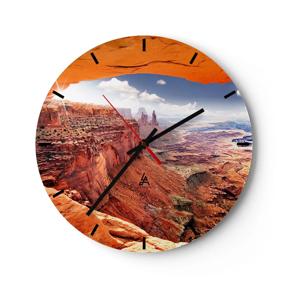 Orologio da parete - Orologio in Vetro - Canyon con formazione rocciosa e cielo azzurro - 30x30cm - Scolpiti dalla natura - Decorazione murale moderna per soggiorno, cucina e camera da letto ARTTOR
