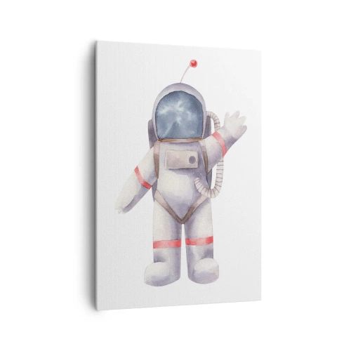 Quadro su tela - Stampe su Tela - Astronauta in stile acquerello su sfondo bianco - 70x100cm - Ci vediamo! - Decorazione murale moderna per soggiorno e camera da letto ARTTOR