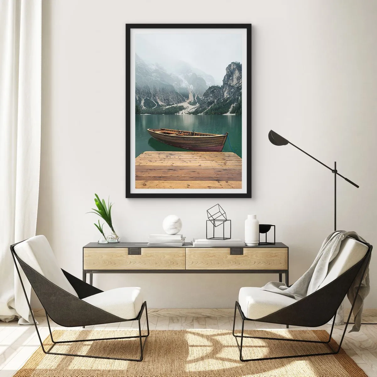 Poster in cornice nera - E attorno le fiere rocce - 40x50 cm