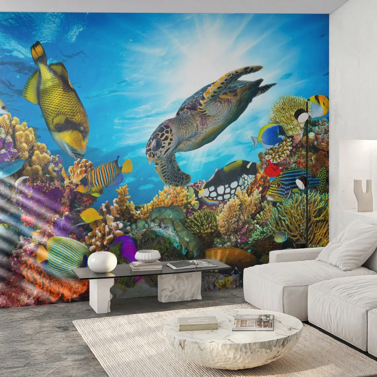 Fotomurali Premium Canvas - Passeggiata corallina - barriera corallina, Mare, Mondo sott'acqua - 350x256 cm