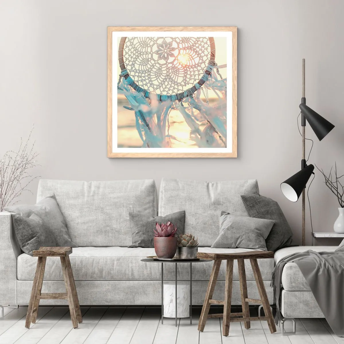 Poster in cornice rovere chiaro - Totem di pizzo - 60x60 cm