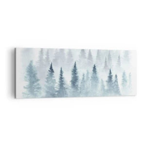 Quadro su tela - Stampe su Tela - Foreste di conifere immerse in una delicata nebbia - 140x50cm - Avvolti nella nebbia - Decorazione murale moderna per soggiorno e camera da letto ARTTOR