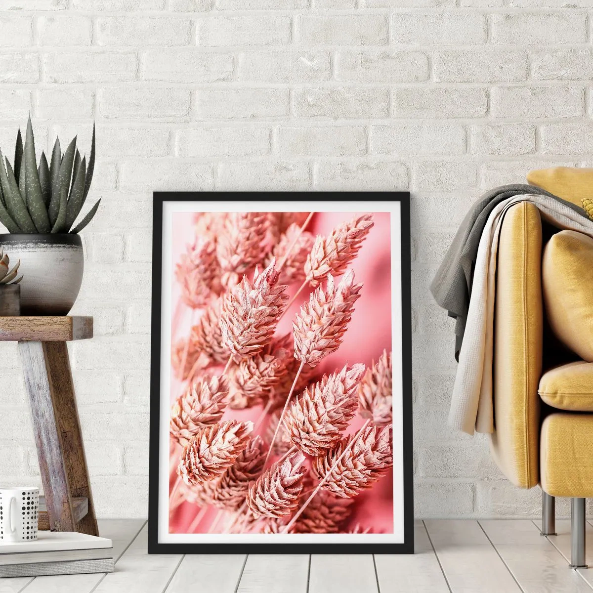 Poster in cornice nera - Cascata di fiori in rosa - 61x91 cm
