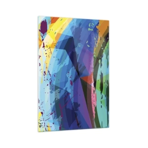 Quadro su vetro - Astrazione colorata in modelli e forme dinamiche - 70x100cm - Capogiro di colori - Decorazione murale moderna per soggiorno e camera da letto ARTTOR