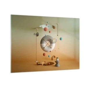 Quadro su vetro - Figure geometriche in colori pastello in uno spazio astratto - 70x50cm - Tutto può succedere - Decorazione murale moderna per soggiorno e camera da letto ARTTOR
